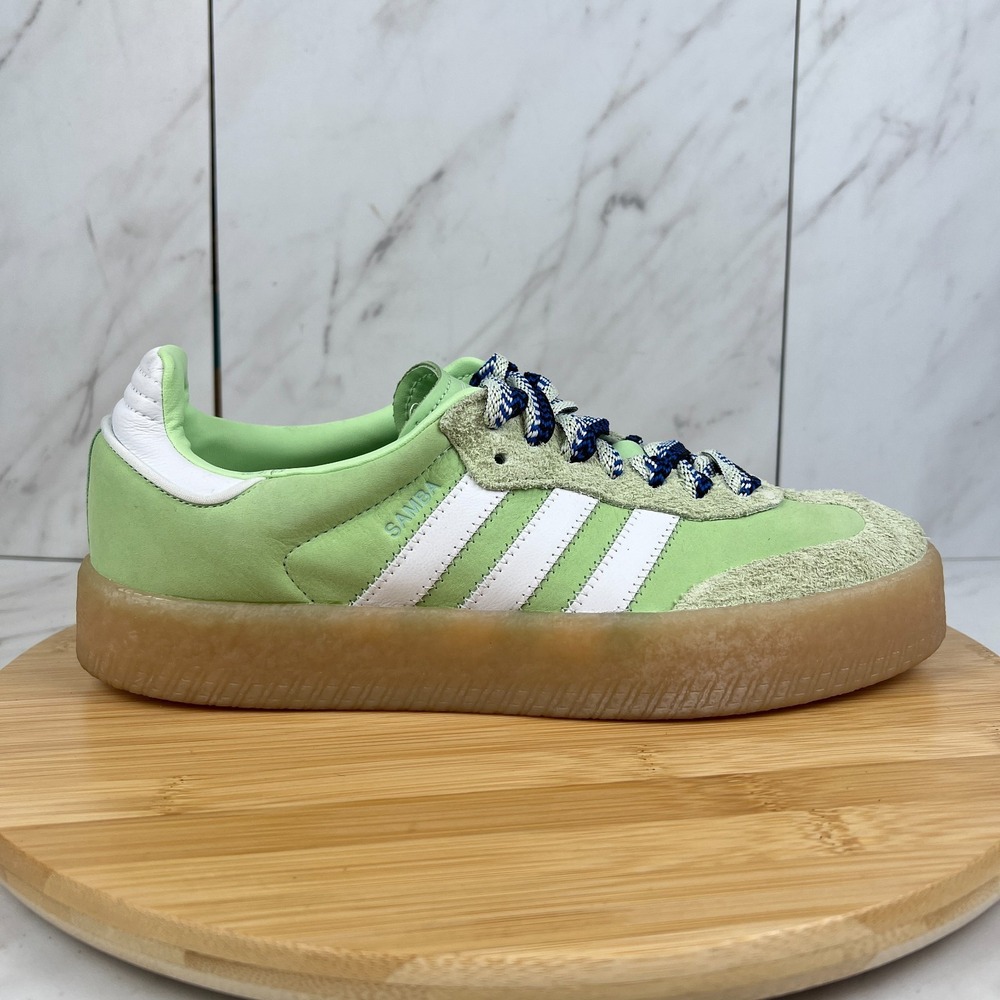 Adidas Sambae Womens Size 10 Semi Green Spark White Walk Sneakers Shoes JI2738